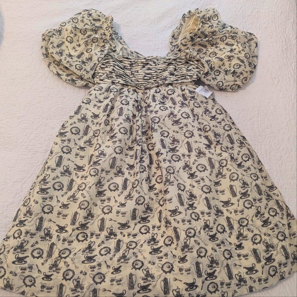 Worth Collective Melody Mini Pleated Dress Size L in Vintage Tea NWT